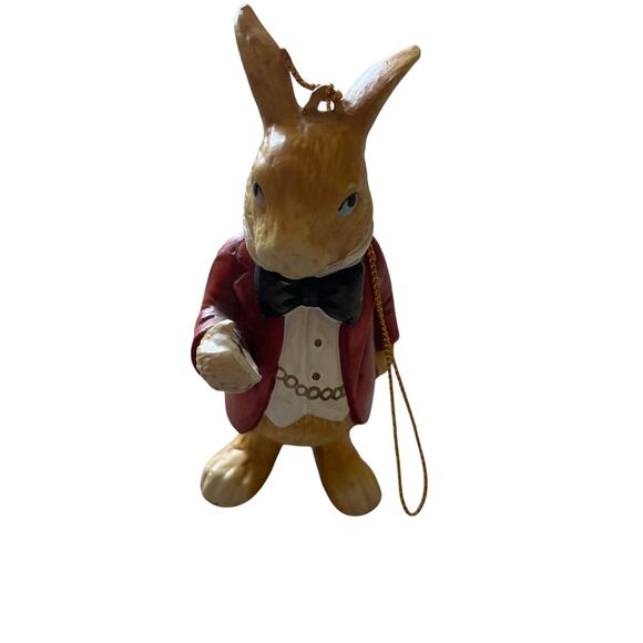 March Hare Alice in Wonderland Ceramic Ornament 4 inch Figurine White Rabbit - Picture 2 of 7